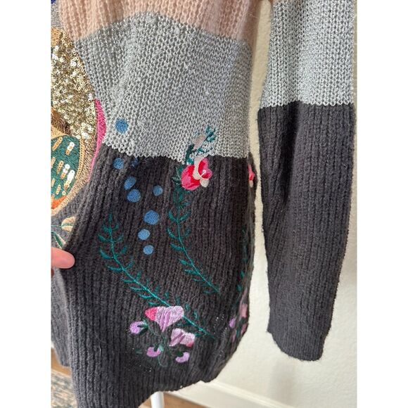 Anthropologie HWR Monogram Winged Patchwork Cardigan Size XS - Picture 6 of 13